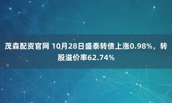 茂森配资官网 10月28日盛泰转债上涨0.98%，转股溢价率62.74%